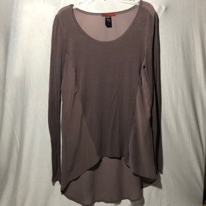 BKEred Sheer Long Sleeve Top